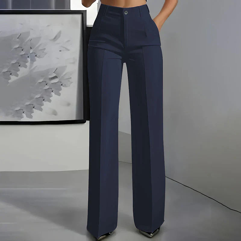 Pantalón de tiro alto de corte recto y elegante |