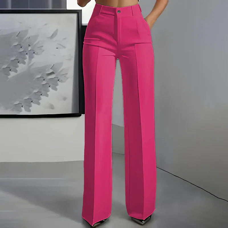 Pantalón de tiro alto de corte recto y elegante |