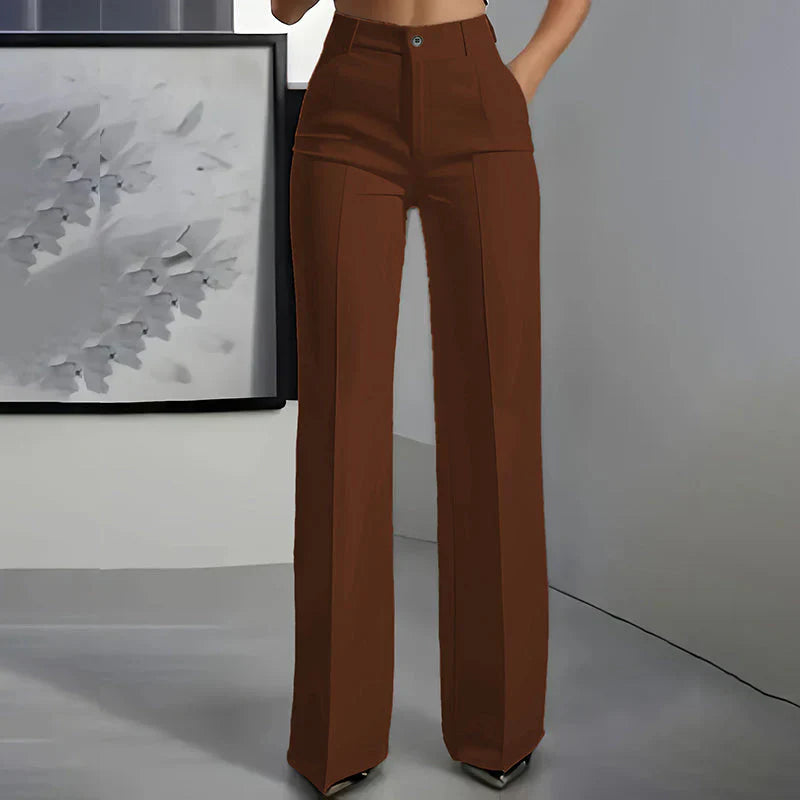 Pantalón de tiro alto de corte recto y elegante |