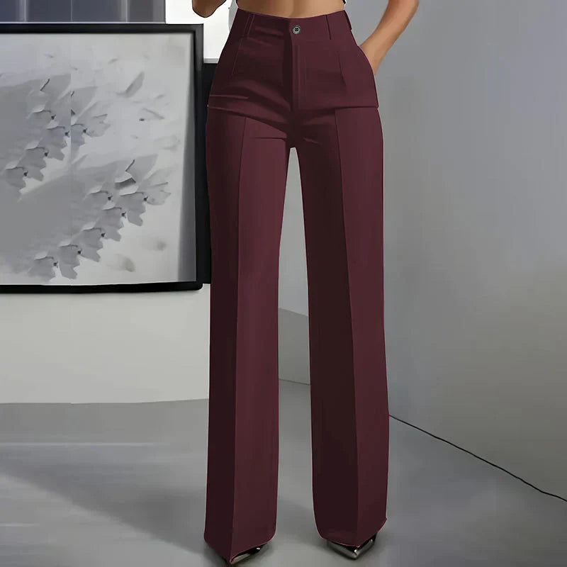 Pantalón de tiro alto de corte recto y elegante |