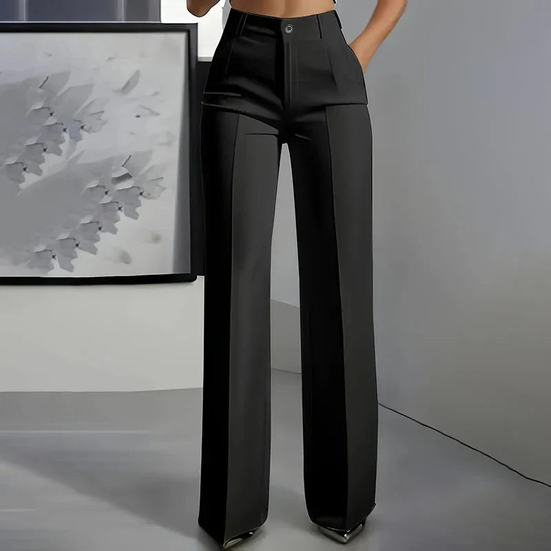 Pantalón de tiro alto de corte recto y elegante |